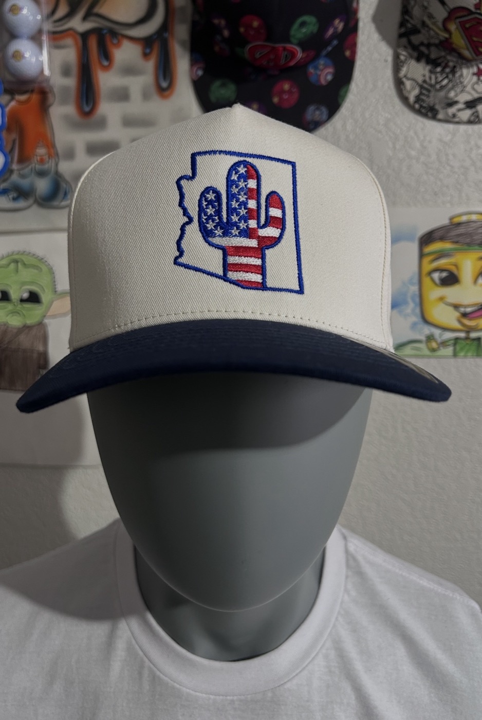 Cream and navy cap with an Arizona-shaped cactus patch in flag colors